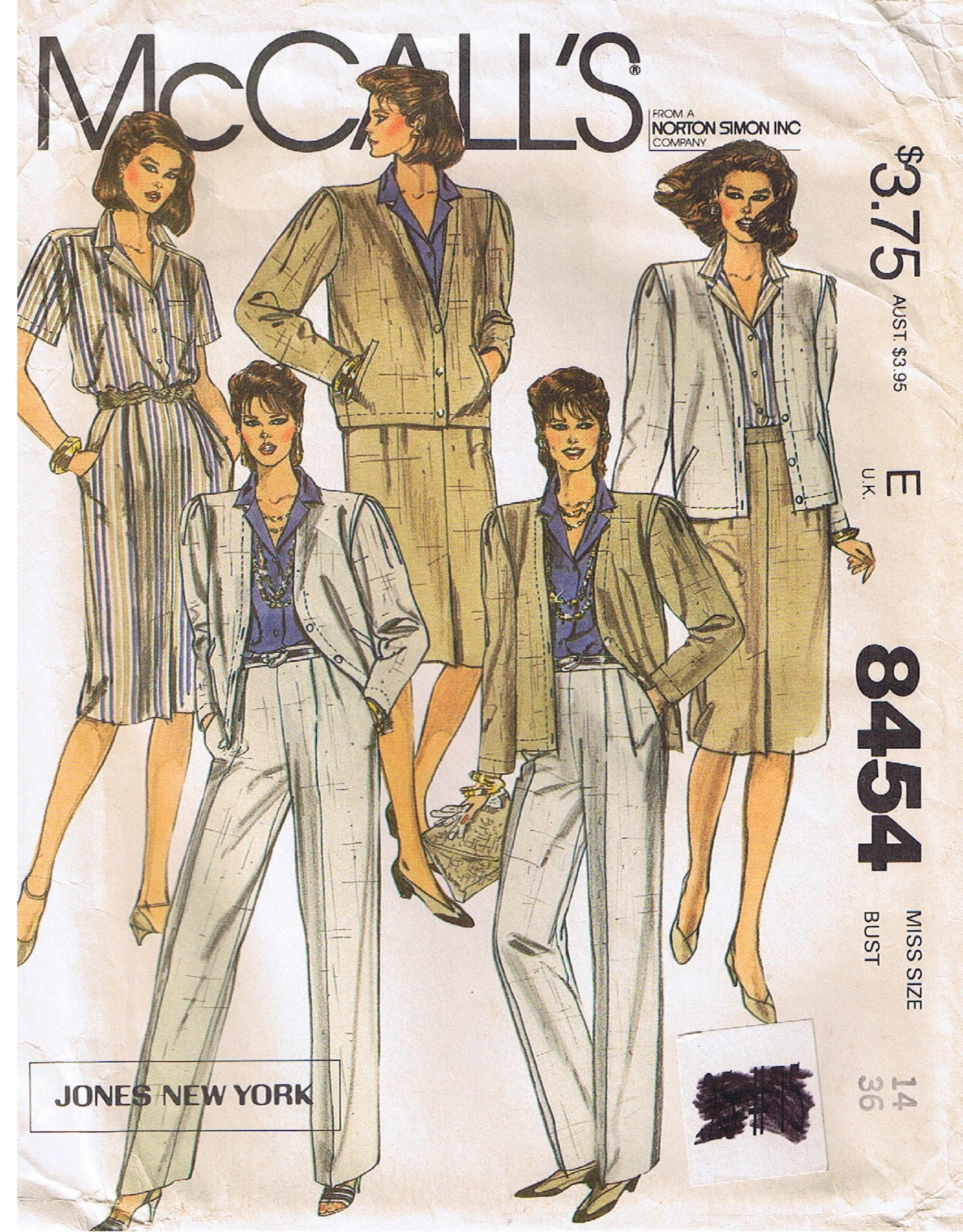 80s Suit Wardrobe Flange Jacket Button Front Blouse Top