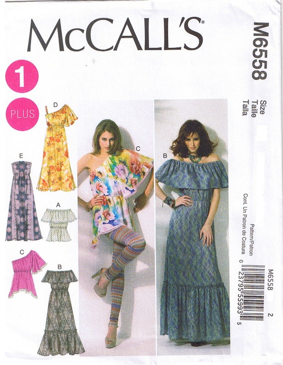 Robe longue paysanne avec detail a volants sans bretelles sur l epaule une epaule McCalls 6558 patron de couture Womens Plus 18W 20W 22W 24W Etsy France