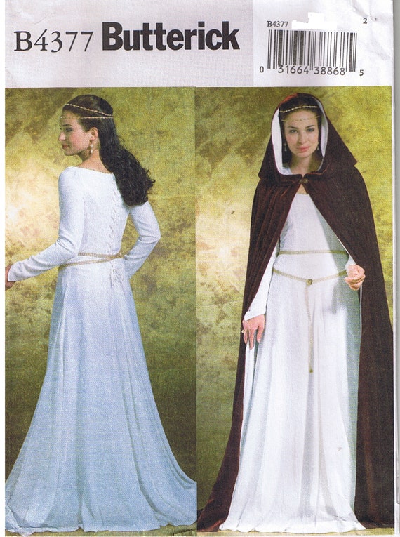 Historical Renaissance Princess Seam Flared Dress Cape Hood