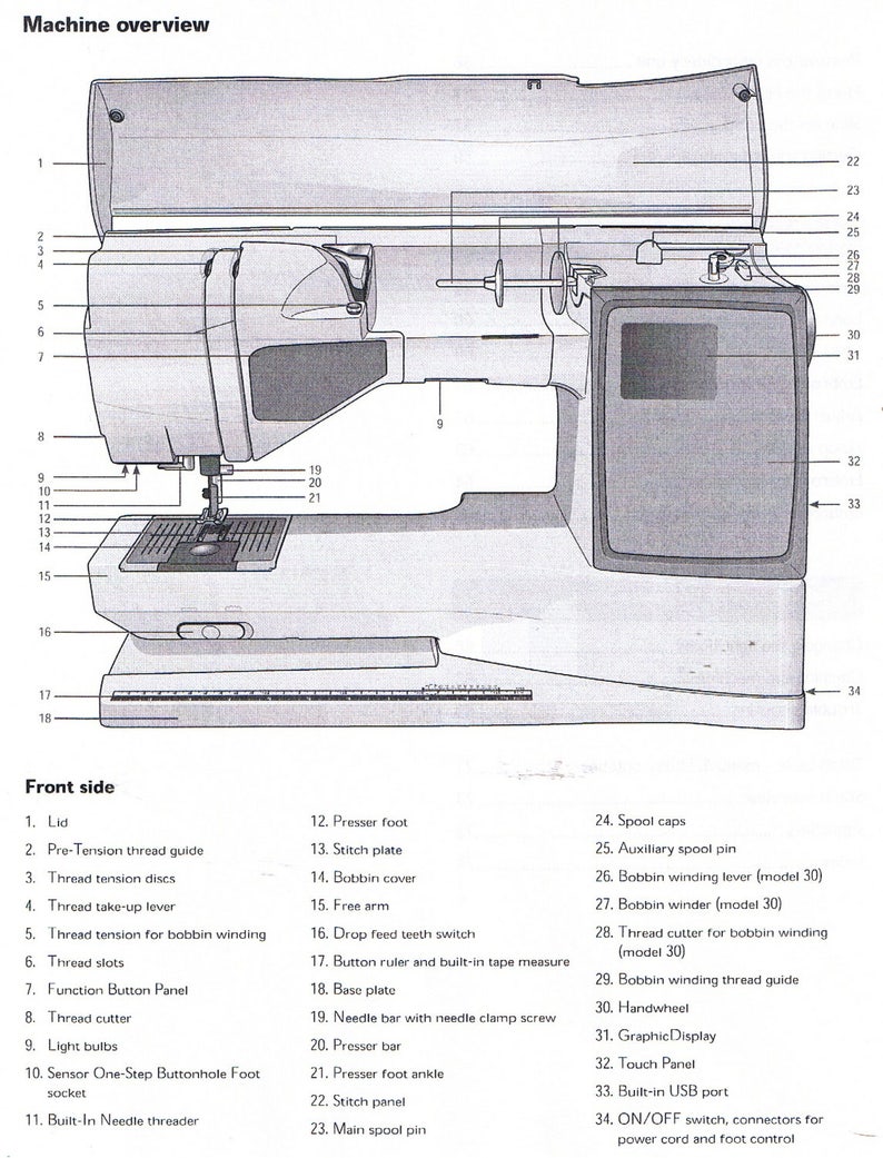 Husqvarna Viking Designer Topaz 20 30 Sewing Embroidery Machine Owners Users Guide Operating Instruction Manual Book How to Sew Use Thread