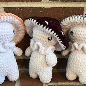 Crochet Velvet Mushroom Baby, Amigurumi, stuffie, plush, cottage core