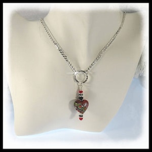 2390, Valentine&#39;s jewelry, valentine&#39;s necklace, red heart necklace, lampwork jewelry, lampwork necklace, gifts for women,  red jewelry