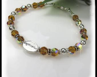2129, crystal birthstone bracelet, Sagittarius bracelet, November birthstone bracelet, Gold bracelet, brown bracelet, crystal jewelry