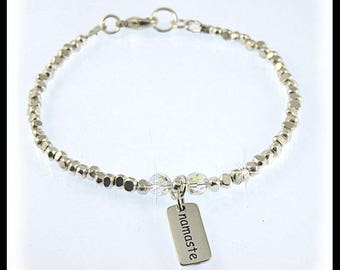 2239 Namasta fine silver bracelet, Namasta jewelry, fine silver bracelets,