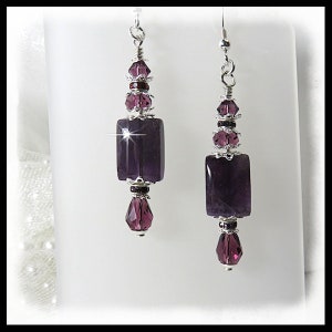 2450 February birthstone earrings, amethyst earrings, February birthstones, Purple earrings, amethyst jewelry, February jewelry, image 2