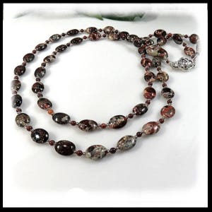 1620, Poppy Jasper double strand necklace, red jewelry, long necklaces,