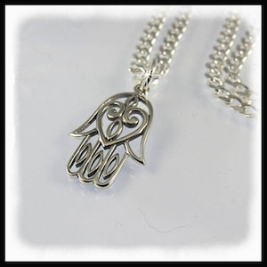 2218N Hamsa Hand Halskette, Sterling Silber Hamsa Hand, Hand von Fatima Halskette, Sterling Silberkette, viel Glück Schmuck, Hamsa Hand Schmuck