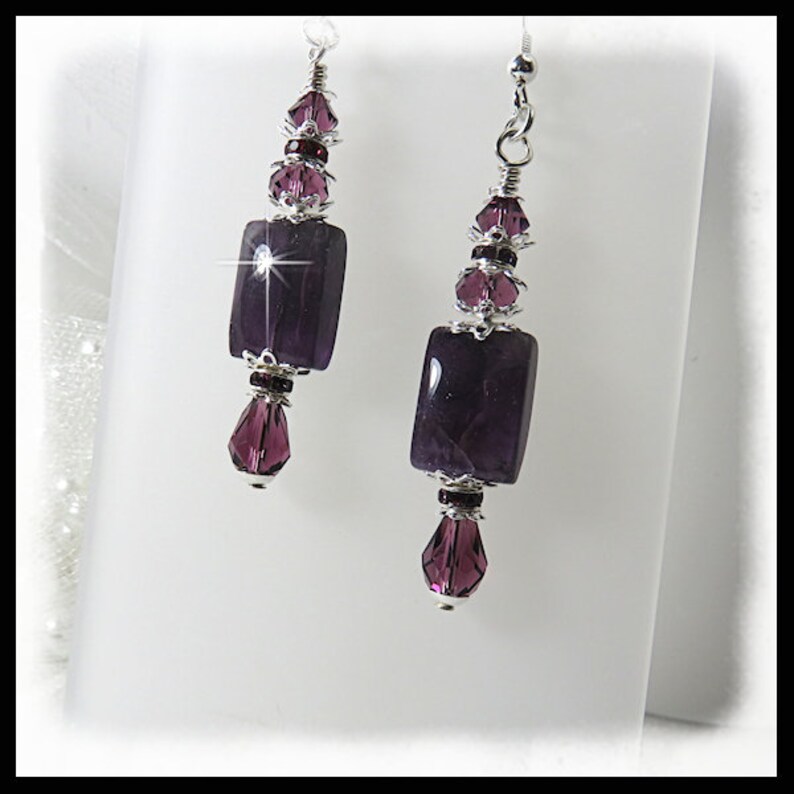 2450 February birthstone earrings, amethyst earrings, February birthstones, Purple earrings, amethyst jewelry, February jewelry, image 1