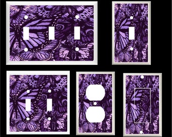 PURPLE BUTTERFLY WINGS  Light Switch Cover Plate  Home Decor