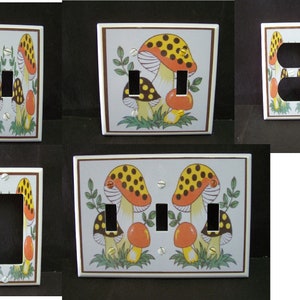 MERRY MUSHROOMS retro 70&#39;s    Light Switch Cover Plate or Outlet   Home  Decor