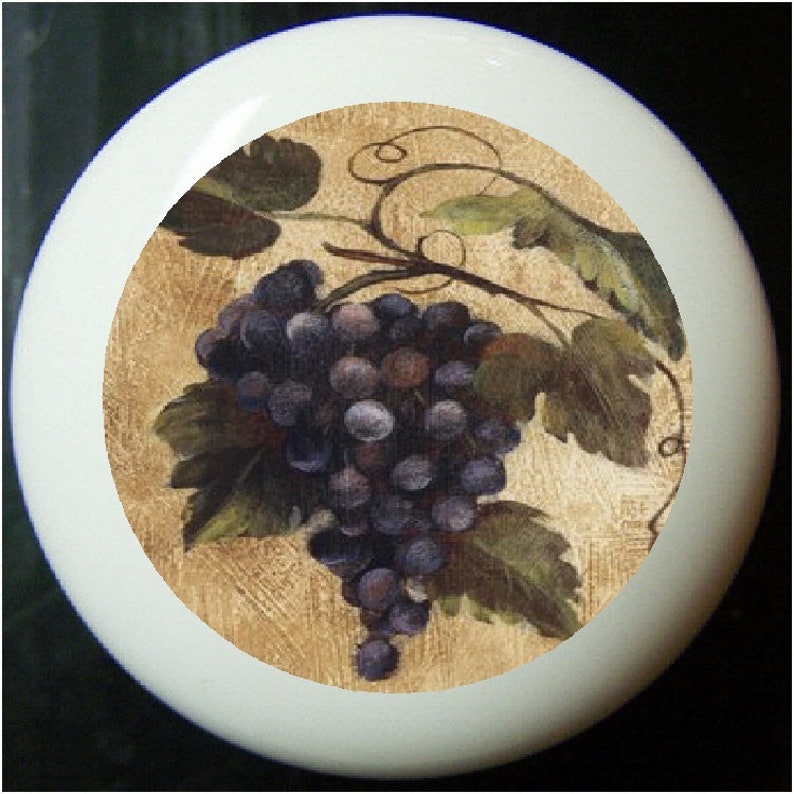 PURPLE GRAPES Ceramic Knobs Drawer or Knobs Kitchen Etsy