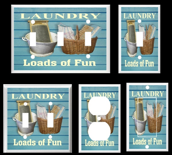 LAUNDRY LOADS Of FUN  #2 Wash Board Basket Light Switch Cover Plate  You pick plate size