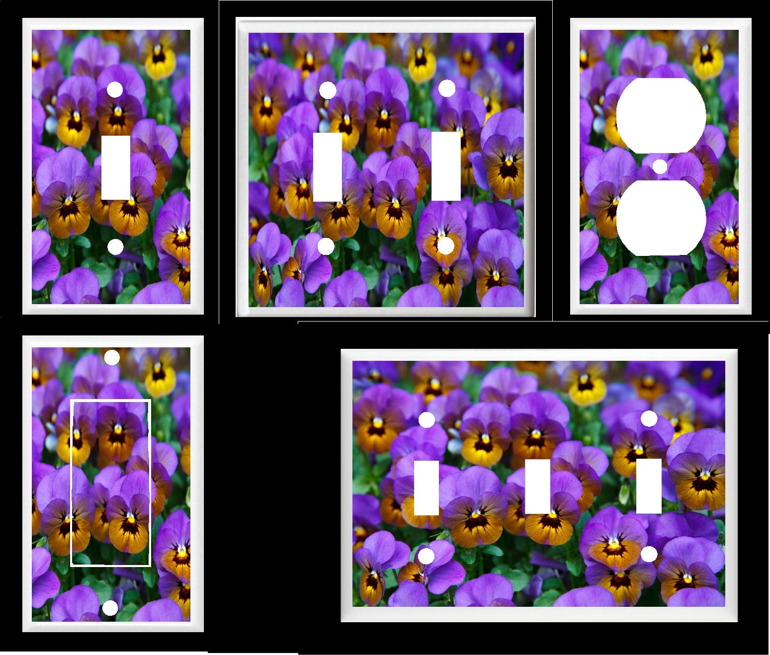 Pansy Purple Johnny Jump Ups Floral Light Switch Cover Plate Or Outlet Home Decor Made in Usa