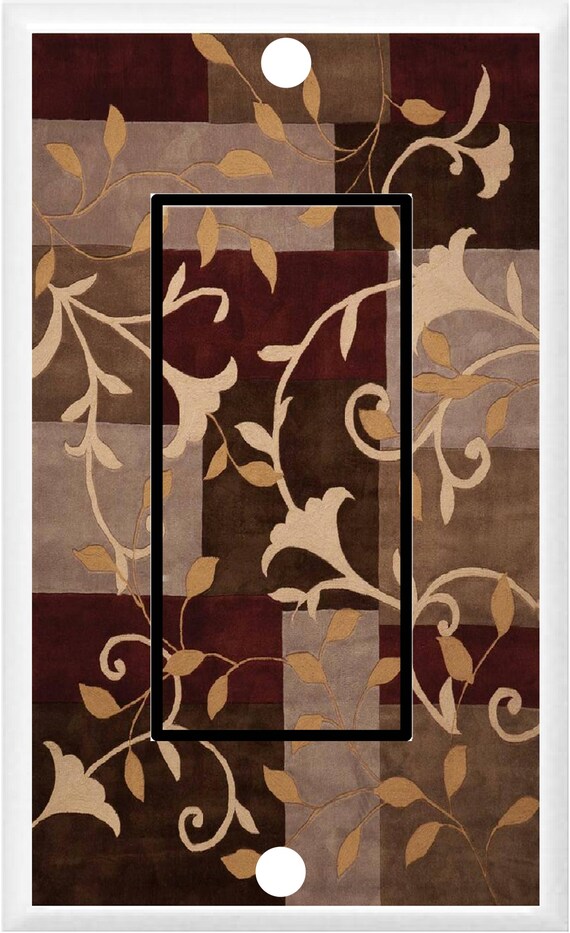 Floral Vines Leaves Deep Red Earth Tones Modern Home Decor Etsy