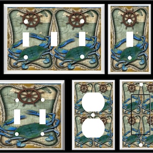 BLUE CRAB #1 OCEAN Life Nautical   Light Switch Cover Plate or Outlet   Home   Decor