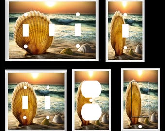 Light Switch Plate Outlet Covers BEACH DECOR ~ TRANQUIL SEA SHELLS