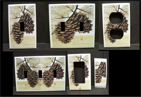 Cabin Home Decor Rustic Deer Decor Pine Cones Metal Light Switch Plate Cover 