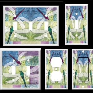 DRAGONFLY Blue Green Purple Shades ~ Light Switch Cover Plate  Home Decor