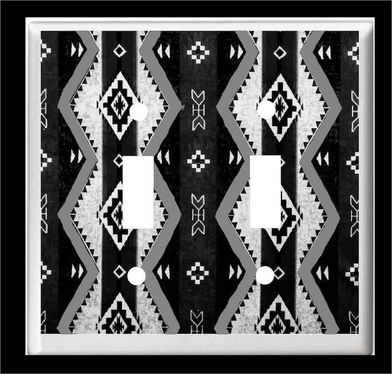 Southwest Aztec Print # 33 Gray Tones Rustic Cabin Home Decor Light ...