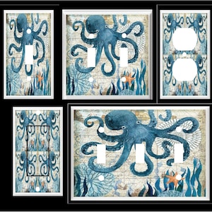 OCTOPUS STARFISH Sand Dollar  Light Switch Cover Plate or Outlet   Bathroom Decor