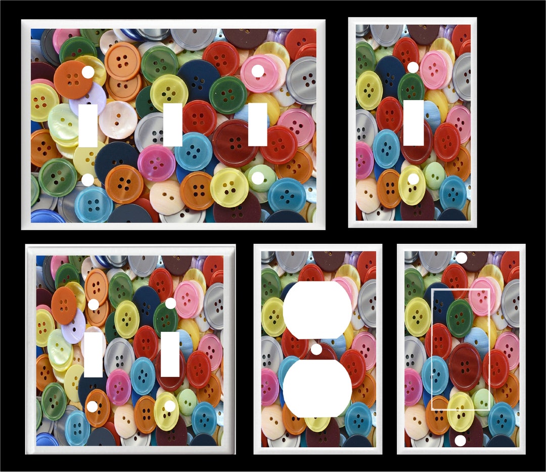 Color Plates Buttons COLORFUL BUTTONS CRAFT Sewing Room Light Switch Cover Plate You Pick ...