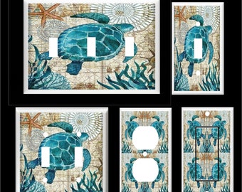 SEA TURTLE STARFISH  Light Switch Cover Plate or Outlet   Home   Decor
