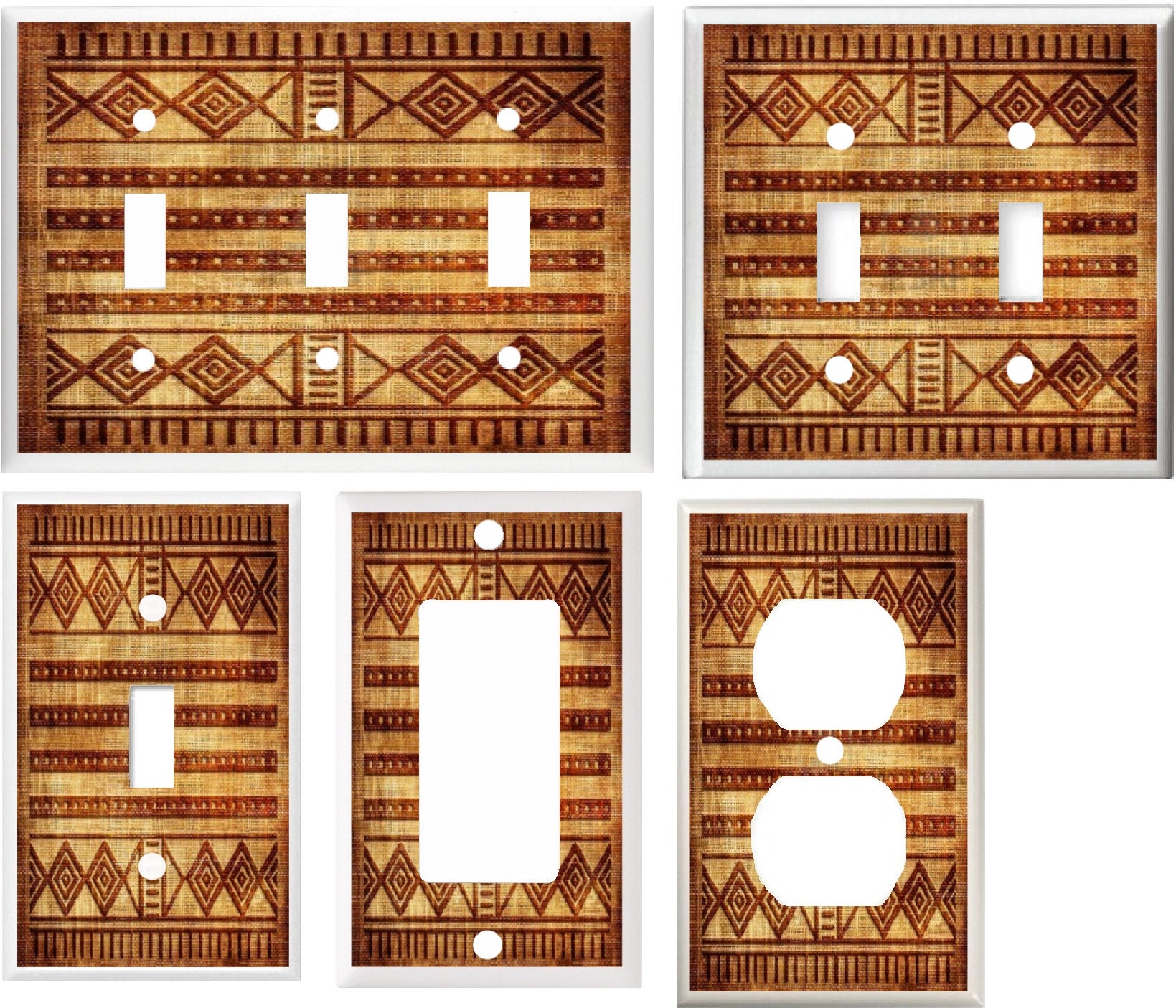 African Golden Glow Fabric Light Switch Covers