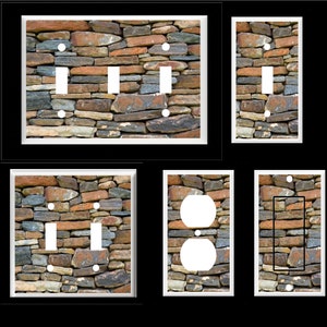 FAUX STACKED STONE  Light Switch Cover Plate or Outlet   Home   Decor