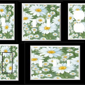 WHITE DAISY GREEN Leaves #3 Light Switch Cover Plate or Outlet   Home   Decor