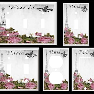 EIFFEL TOWER PARIS Pink Roses K1  Light Switch Cover Plate   Home   Decor