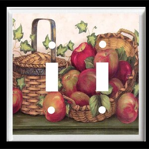 APPLE BASKET #1 Country Kitchen Fruit Light Switch Cover Plate or Outlet Home Decor LIGHT DOUBLE P2