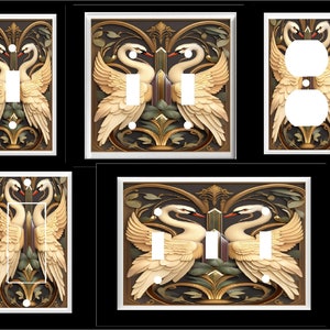 ART DECO SWANS Light Switch Cover Plate or Outlet   Home Decor