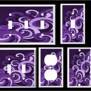 Swirl Wave Purple  ~ Light Switch Cover Plate or Outlet