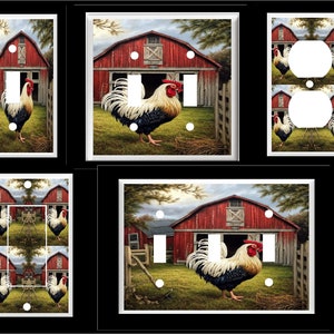 ROOSTER RED BARN #25  Light Switch Cover Plate or Outlet   Home   Decor