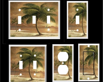 PALM TREE in PARADISE  Beach  Sailboat #8  light switch Cover Plate or Outlets  Home Decor