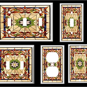 STAINED GLASS INSPIRED #1 Light Switch Cover Plate or Outlet   Home   Decor