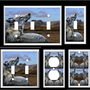WOLF RESTING by a RIVER   Light Switch Cover Plate or Outlet   Home  Decor