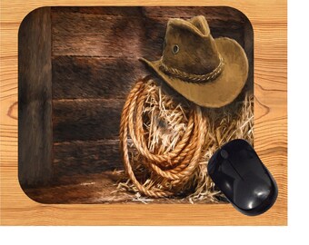 Computer Mouse Pad Cowboy Hat and Lasso Desktop PC Mousepad Computer Mouse Pad Cowboy Hat and Lasso Desktop PC Mousepad