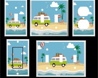 OCEAN SANDY Beach VW Bus Umbrella  Light Switch Cover Plate  Home Decor
