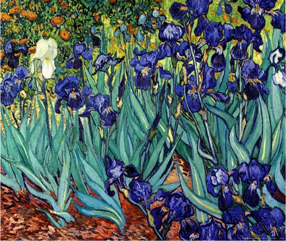 Van Gogh Iris Floral Image 1 Mousepad 7 x 9 Fabric Top | Etsy