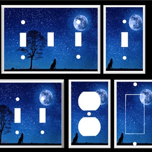 WOLF Howling at the Moon  Rustic Cabin Home Decor  Light Switch Cover Plate or Outlet