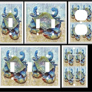 BLUE CRAB # 3 Sand Beach Ocean Life Light Switch Cover Plate
