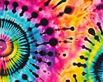 RAINBOW TYE DIE #2 Retro Hippy Style Computer Mouse Pad or Hot Pad 7.75" x 9.25" Fabric Top Rubber Backed