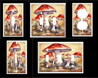 RED MUSHROOM #1 Light Switch Cover Plate or Outlet   Home Decor