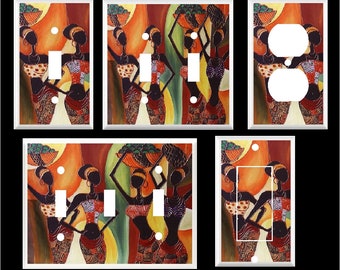 Decorative Light Switch Wall Plate Ethnic African With Animals Switch Plate Cover Decorative Light Switch Wall Plate Ethnic African With Animals Switch Plate Cover