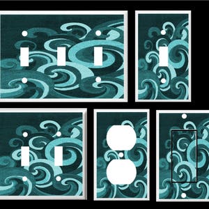 Swirl Wave Blue Green  ~ Light Switch Cover Plate or Outlet