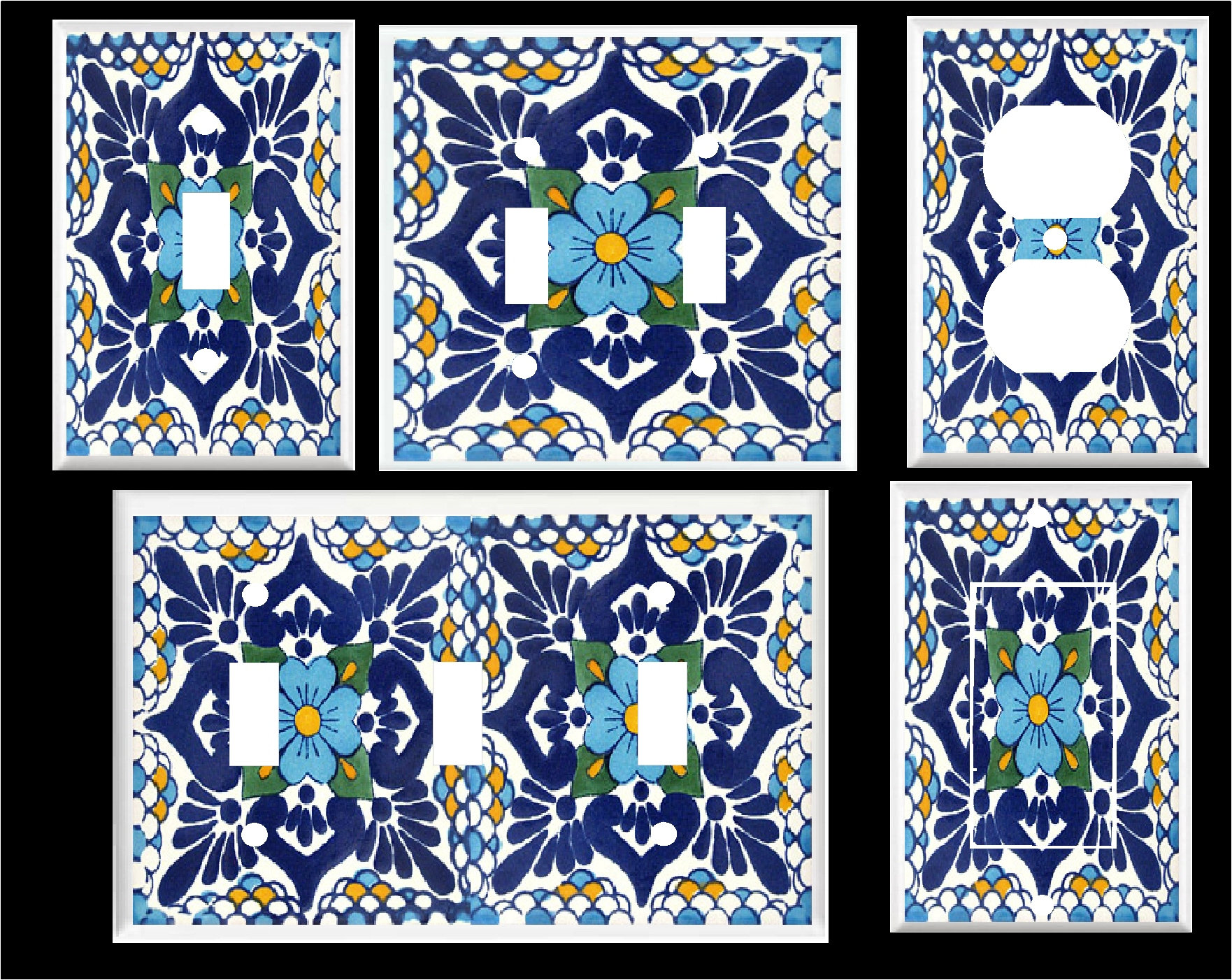 MEXICAN TILE DESIGN #1 Light Switch Cover Plate Home Decor Plastic Plates Not Ceramic