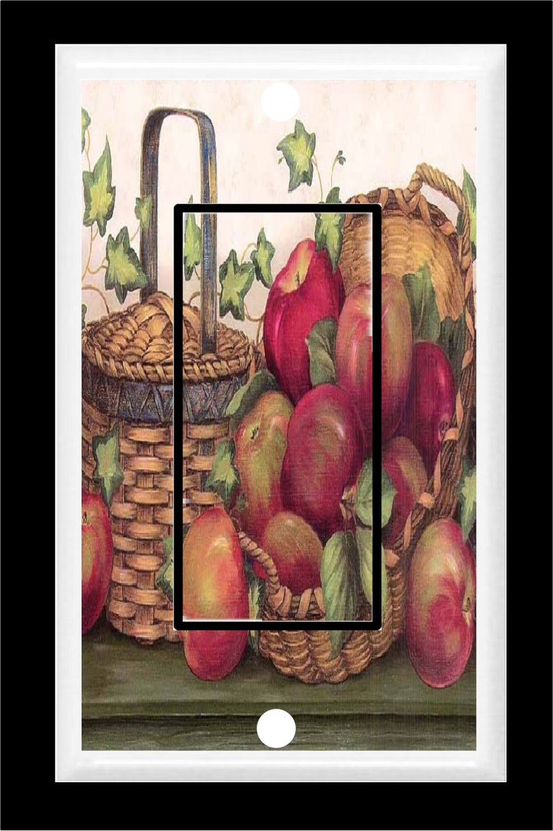 APPLE BASKET #1 Country Kitchen Fruit Light Switch Cover Plate or Outlet Home Decor ROCKER GFIC P4