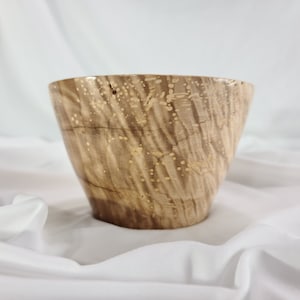 Decorative Hand Turned Medium Maple Bowl #431, Handmade Wooden Bowl, Figured Bowl, Spalted Bowl, 3.75 inches tall and 6 inches diameter