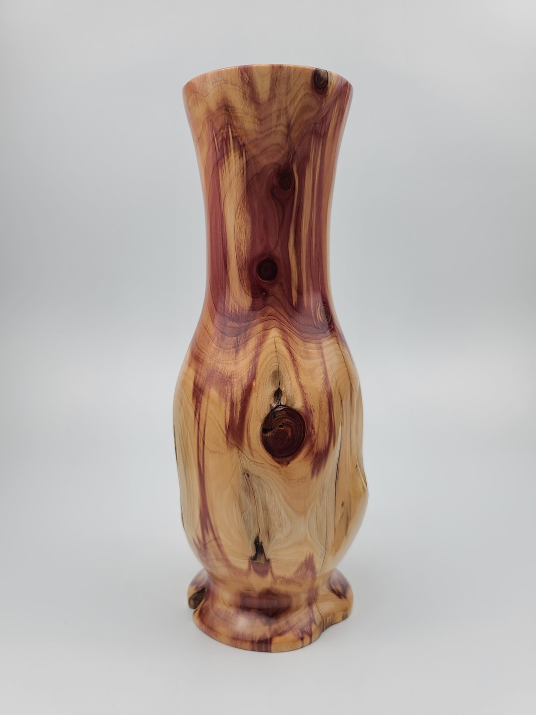 Decorative Hand Turned Cedar Vase Handmade Wooden Vase Etsy